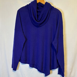 Eileen Fisher NWT Fine Merino Wool Cowl Neck Sweater M Purple